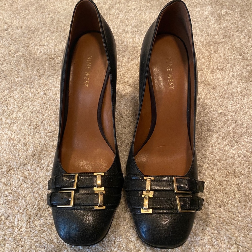 Nine West, black chunky heel.